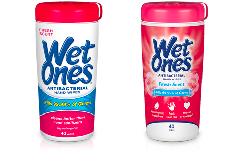 Wetones wipes consumer packaging brand refresh - before and after
